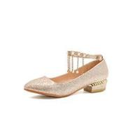 Genérico Sandalias De Vestir De Tiras Al Tobillo para Mujer con Borla | Zapatos De Boda Con TacóN Bajo, Punta Puntiaguda Brillo Zapatos Para Novia Y Damas De Honor Para Fiesta De GraduacióN