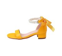 Genérico Sandalias Deportivas Niña Sandalias De Verano Elegantes para Niñas PequeñAs con Lazo Y Tiras De Perlas TacóN Alto Ligero