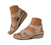 Genérico Sandalias Deportivas Ortopédicas para Mujer Calzados de Cuña para Trekking Caminar Zapatos Comodas Elegantes Transpirables Piel Anchas Moda Sandalias Bobo de Playa Arco de Apoyo