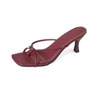 Genérico Sandalias Elegantes con Tiras estrechas y tacón para Uso Diario Sandalias Ligeras sin Cordones con y diseño de Punta Cuadrada (Red 42)