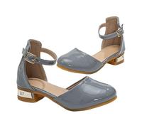 Genérico Sandalias Elegantes para Niñas con Tacón Ideales para Bodas y Eventos Escolares para Uso Diario Vestir y Bailar Recomendadas para Edades de 7 a 15 Años Diseño Clásico (Grey, 31 Little Child)
