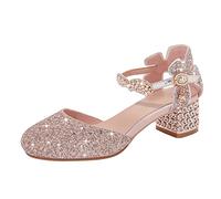 Genérico Sandalias Elegantes para Niñas con Tacón y Punta Estrecha Zapatos de Vestir Perfectos para Bodas Diseño Cómodo y Ajustable para Pequeñas Princesas (37 Big Kids)