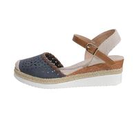 Genérico Sandalias Esparto Mujer Verano Cuñas Elegantes Alpargatas Valencianas Esparteñas Cuña Baja Sandals Vestir Calzado Comodas Zapatillas Cerradas por Delante Shoes Plataforma Sapatos Hebilla