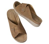 Genérico Sandalias femeninas de verano con diseño moderno para uso diario tacón medio punta abierta gruesa y ajuste cómodo para mujer (Brown, 36)