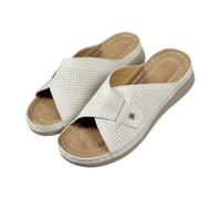 Genérico Sandalias femeninas de verano con diseño moderno para uso diario tacón medio punta abierta gruesa y ajuste cómodo para mujer (White, 36)