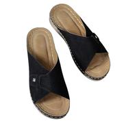 Genérico Sandalias femeninas de verano con diseño moderno para uso diario tacón medio punta abierta gruesa y ajuste cómodo para mujer (Black, 42)