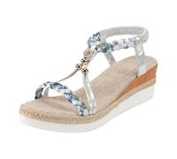 Genérico Sandalias lataforma exterior informales huecas banda elástica uela gruesa tacón cuña m da primavera verano mujer Zapatos Tacon Comodos (Blue, 43)