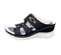 Genérico Sandalias Marrones Mujer Comodas Zapato Verano Sandalias de Cuña de Verano para Mujer,Modernas,Redondas,Huecas,con Punta Abierta,Cómodas,Sin Cordones,con Tacones (Black,38)