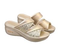 Genérico Sandalias Mujer Blancas Ortopedicas Zapatos Verano Zapatos de Mujer Calcetines Largos para Adulta Calcetines para Verano Color Sólido Resbalón En Sandalias Minimalistas (Gold,41)