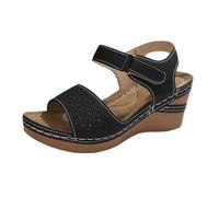 Genérico Sandalias Mujer Caminar Sandalias Mujer Verano Comodas Plana Antideslizantes Sandalia Anchas Ortopedicas Deportivas Respetuosas Ergonómicas Senderismo Zapato Horma Ancha Negro