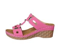 Genérico Sandalias Mujer Chanclas Estilo Cuña Sin Tiras, Sandalias Playa Ortopédicas Planas de diseño relajado, ideales para atardeceres veraniegos y paseos tranquilos al caer el sol04