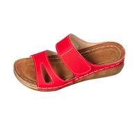 Genérico Sandalias Mujer Comodas doble tira elegantes cómodas informales Tacones Dorados ligeras verano transpirables antideslizantes (Red, 38)