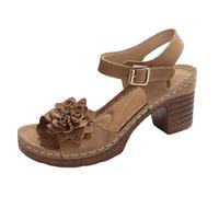 Genérico Sandalias Mujer Comodas Elegantes,Sandalias De Verano Para Mujer Con Flores Lisas Correa De Hebilla Informales Con Punta Abierta Tacones Cuadrados CóModas Para Playa