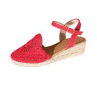 Genérico Sandalias Mujer Comodas Ortopedicas Zapato Verano Women'S Yellow Crochet Espadrille Sandals Ankle Strap Closed Toe Platform Shoes Sandalias Elegantes Mujer Rosa (Red,43)