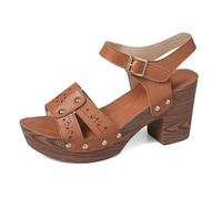 Genérico Sandalias Mujer Comodas-Sandalias de tacón para mujer verano elegantes y cómodas ideales para ocasiones informales trabajo vacaciones y citas con diseño abierto sin cordones