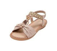 Genérico Sandalias Mujer Comodas,Sandalias De Verano Con Diamantes De ImitacióN Estilo Bohemio CóModas Chanclas Calzado Informal Para Playa Exteriores