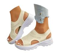 Genérico Sandalias Mujer Comodas Sandalias deportivas de playa con uela gruesa y mortiguación de malla transpirable color sólido para mujer Tacones Dorados (B, 38)