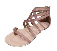 Genérico Sandalias Mujer Comodas Verano Vestir Planas Elegantes Retro Zapatillas Playa Bohemias Flor Moda Punta Abierta Zapatos Planos Novia Transpirables Casual Sandalia Rhinestone Boda Baratas