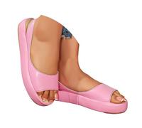 Genérico Sandalias Mujer Comodas Zapatos lanos ra mujer con sandalias casuales ligeras de iel de color liso. Zapatos lateados Fiesta (38)