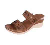 Genérico Sandalias Mujer Con Cómodo De Verano Para Mujer Estilo Retro Flores Y Palabra Playa Punta Abierta Tacón Bajo Zapatillas Casa Cuña Zapatos Comodos Negras Playa Cuñas Chanclas