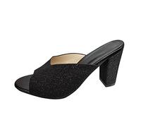 Genérico Sandalias Mujer Con Cuña Casuales De Para Tacones Gruesos Y Transpirables Imitación Zapatos Comodos Verano Cuñas Comodas Sandalia Comoda Plataforma Vestir Negras Ortopedicas Chanclas Negro