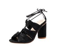 Genérico Sandalias Mujer con Tacón Ancho Y Cordones, Punta Abierta Peep Toe, Diseño Slingback con Pulsera Al Tobillo Y Hebilla, Zapatos para Boda, Fiesta, Graduación Y Noche