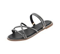 Genérico Sandalias Mujer CuñA Comodas,Sandalias Elegantes Con Cristales Brillantes Planas Y CóModas Para Exteriores Y Uso Informal