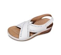 Genérico Sandalias Mujer Cuña Grandes Tallas Caladas Ligeras Scratch Unie Cómodas Moda Verano 2026, blanco, 37 EU Large