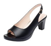 Genérico Sandalias Mujer Cuña Ortopedicas Zapato Comodas Sandalias De Mujer Con Tacón Grueso Y De Pez,Zapatos Cuero Para,Tacón,Zapatos Cuñas Negras (Dark Blue,37)