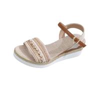 Genérico Sandalias Mujer Cuña Ortopedicas Zapato Cómodas Sandalias de Verano para Mujer con Borde de Cuerda,Gruesa,Hebilla,Correa,Punta Abierta,Pez Sandalia Ortopedica (Beige,41)