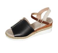 Genérico Sandalias Mujer Cuña Ortopedicas Zapato Verano Sandalias de Verano para Mujer,Estilo Europeo Y Americano,con Diseño de Cuerda Y Plana,Informales,con Cabeza Altas (Black,43)