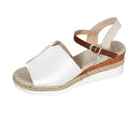 Genérico Sandalias Mujer Cuña Ortopedicas Zapato Verano Sandalias de Verano para Mujer,Estilo Europeo Y Americano,con Diseño de Cuerda Y Plana,Informales,con Cabeza Altas (White,37)