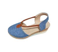 Genérico Sandalias Mujer Cuña Pies Anchos Zapato Cómodas Sandalias de Verano para Mujer,Con Punta Abierta,Tacón Bajo Y de Cuerda,para El Tiempo Cuña Verano Sport (Blue,41)