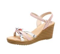 Genérico Sandalias Mujer Cuña Pies Anchos Zapatos Comodas Sandalias de Verano para Mujer con Tacón de Cuña Y Puntera con Personalidad Hebilla Y Pez (Pink,39)