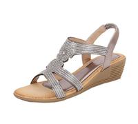 Genérico Sandalias Mujer Cuña Plataforma Zapatos de Cómodas Ladies Sandals New Summer Style Comfortable And Fashionable Heart Shaped Retro Ethnic Style Light Sandálias Confortáveis E (Grey,42)