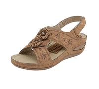 Genérico Sandalias Mujer Cuña Zapatos Ortopedicos Mujer Verano Flores Casual Punta Abierta Cuñas Masaje Fondo Transpirable Zapatos Sandalias Sandalia de Verano Comodos (Bw2,39)