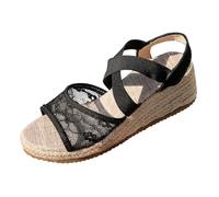 Genérico Sandalias Mujer Cuña Zapatos Verano Mujer Comodos Sandalias de Tacón Bajo con Una Tira Estilo para Elegantes Negras Planas (Black,41)