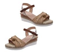 Genérico Sandalias Mujer Cuñas Pies Anchos Zapato Verano Sandalias Mujer Bowknot Cuerda Ligero Zapatos de de Pescado Gruesa Sandalia Comodas Vestir Verano (Khaki,42)