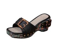 Genérico Sandalias Mujer Estilo Minimalista Sin Tiras Cuña, Sandalias Plataforma Ortopédicas Cómodas de líneas simples, combinan perfectamente con ropa básica y looks neutros04