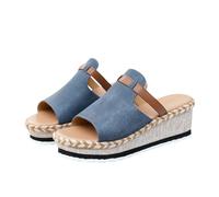 Genérico Sandalias Mujer Estilo Minimalista Sin Tiras Cuña, Sandalias Plataforma Ortopédicas Cómodas de líneas simples, combinan perfectamente con ropa básica y looks neutros08