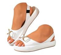 Genérico Sandalias Mujer Flat Toe Women's Shoes With Solid Color Leather Slip Lightweight Casual Sandals Zapatos Mujer Verano (White, 41)