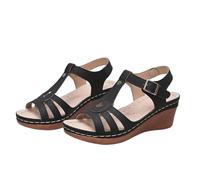Genérico Sandalias Mujer Moda Punta Abierta Estilo Sandalias Cuña Ligeras Elegantes Frescas Prácticas Para Planes Sencillos Fin De Semana（Negro,40