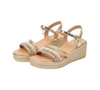 Genérico Sandalias Mujer Moda Punta De Pendiente Abierta Sandalias Cuña Bohemio Casuales Cómodas Frescas Fáciles De Coordinar Con Conjuntos Ligeros（Oro,39
