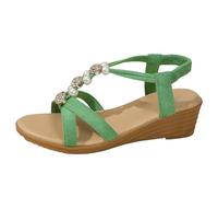 Genérico Sandalias Mujer Moda Punta De Pendiente Abierta Sandalias Cuña Bohemio Ligeras Elegantes Frescas Prácticas Para Planes Fin De Semana（Verde,38
