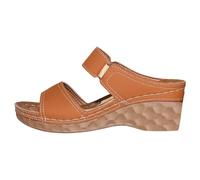 Genérico Sandalias Mujer Mulas Cuñas Gran Tamaño Con Dos Bridas Anchas Adorno Metálico Plataforma Gruesa Suela Cuña Línea Casual Estilo Al Aire Libre Diario Primavera Verano, 01 marrón, 39 EU