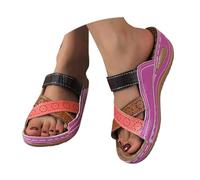 Genérico Sandalias Mujer Ortopedicas De Verano Nuevas Europa Y Unidos Con Una Sola Palabra Un Color Cuñas Playa Comodas Verano Pies Delicados Zapatos Trekking Cuña Zapatillas Casa Senderismo
