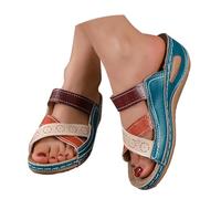 Genérico Sandalias Mujer Ortopedicas De Verano Nuevas Europa Y Unidos Con Una Sola Palabra Un Color Zapatos Comodos Verano Ortopédicas Cuña Sandalia Comoda Zapato Plataforma Chanclas Esparto Azul 41