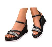 Genérico Sandalias Mujer Ortopedicas,Sandalias De De Moda Con Cierre De Cordones Y Hebilla CóModas Y Casuales De TacóN Grueso Para Verano