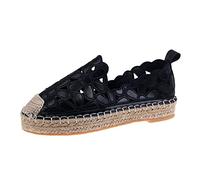 Genérico Sandalias Mujer Planas Comodas Sandalias Barefoot Zapatos de Alpargatas de Zapatos Casuales Transpirables Planos Mujer Más Nuevos Tacon Plateadas Negras (Black,38)