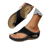 Genérico Sandalias Mujer Planas Cómodas Sandalias Blancas Women'S Round Head Thick Bottom Hollow Out Wear Clip Toe Thick Bottom Slope Heel Slippers Sandalia Ortopedica Mujer Tacon (Black,40)